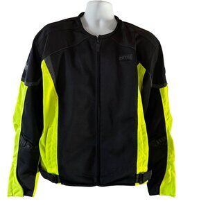 MotoCentric Squadron Motorcycle Jacket Black & Neon Yellow Mesh Ventilated 2XL